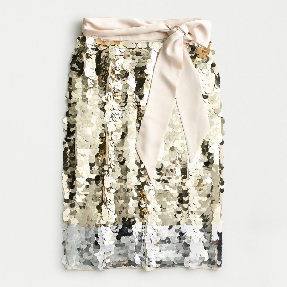 NWT J.Crew Satin-bow paillette sequin skirt Size 4